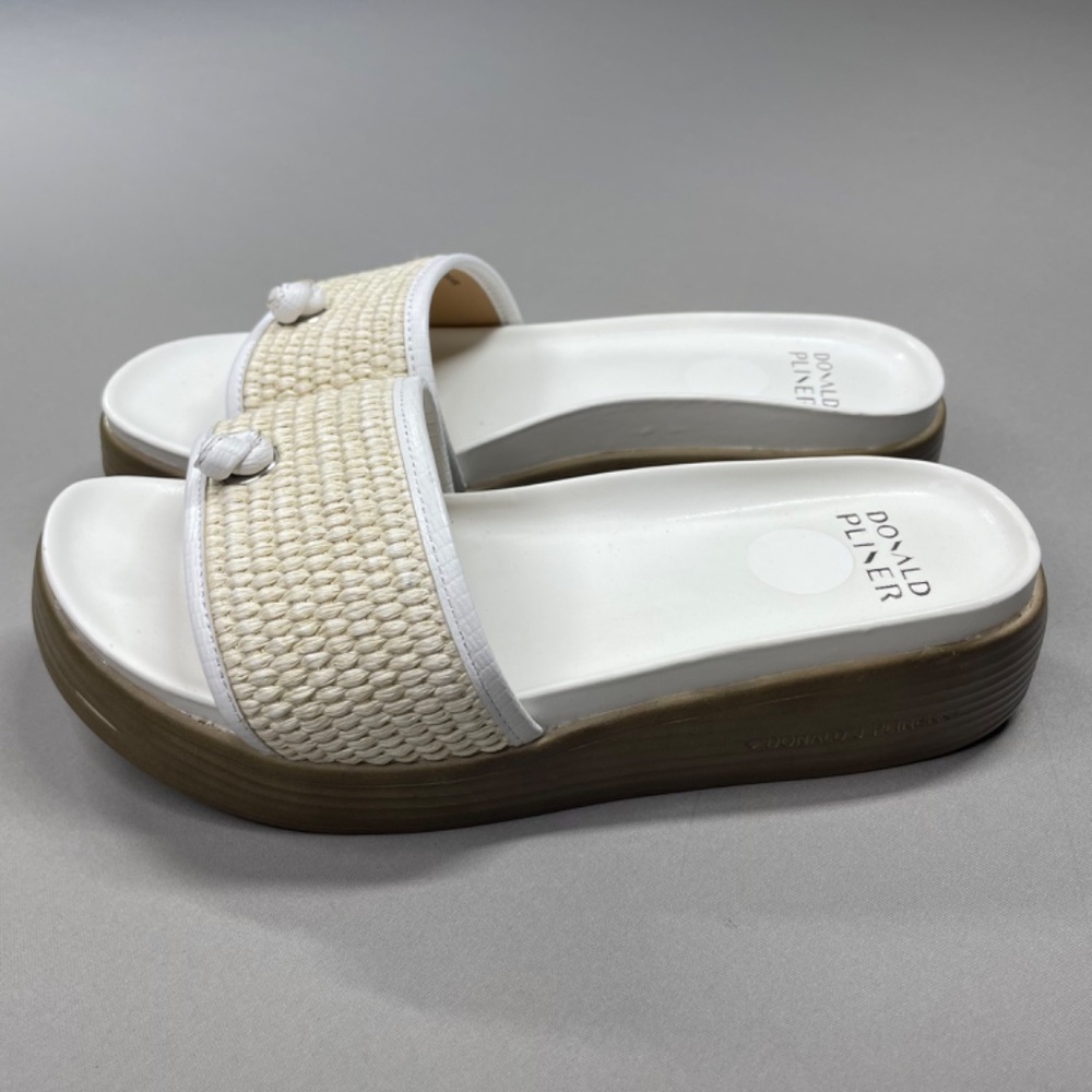 NEW Donald Pliner Shoes Womens 8 white brown Farrah sandal slip on casual - Picture 4 of 11